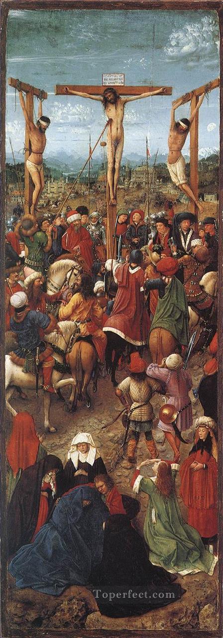 Crucifixion Jan van Eyck Religieuse Christianisme Peintures à l'huile